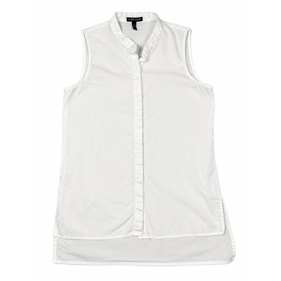 Eileen Fisher Tops - Eileen Fisher Sleeveless Tunic Women's XXS White Organic Cotton Button Up Shirt